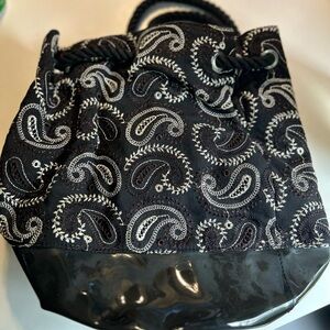 NWT Black Embroidered Bandana Print Bucket Bag/Backpack